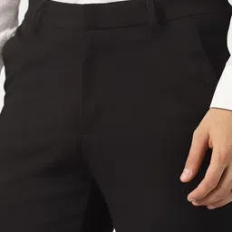 V Dot Men Solid Textured Slim Fit Mid-Rise Formal Trousers image 4