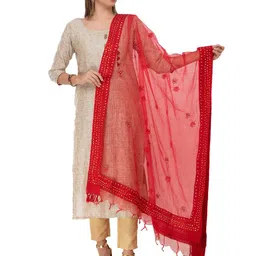 A R SILK DUPATTA HUB Embroidered Organza Dupatta with Gotta Patti-picture-12