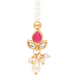 Asthetika Kids Girls Gold-Plated Kundan Studded Maang Tikka Head Jewellery-image-50