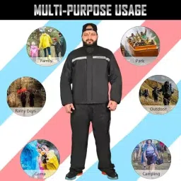 Allextreme Polyester Febric Black & Grey Riding Jacket Raincoat Set Black & Grey for Men's Size XXL for Men's, EX-RJ-BG-2XL image 5