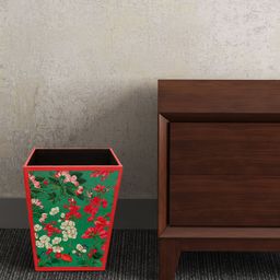 SEJ by Nisha Gupta Green & Orange Printed Wooden Open Dry Bin-picture-43