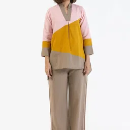 STYLESANG Printed V Neck Tunic & Trousers Co-Ords image 2