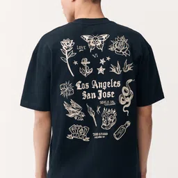 NEXT Graphic Printed Neck Drop-Shoulder Sleeves Pure Cotton Relaxed Fit T-shirt-picture-31