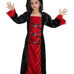 kaku fancy dresses Kaku Fancy Dress Three Fourth Sleeves Halloween Theme Witch Hooded Costume For Girls - Red & Black-picture-41