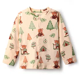 Babyoye 100% Cotton Knit Eco Jiva Finish Full Sleeves Vests With Animal Print - Brown Beige & Light Green image 2