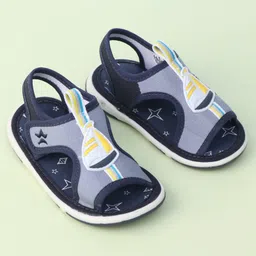 Cute Walk By Babyhug Velcro Closure Sandals With Boat Patch - Navy Blue image 2
