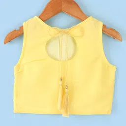 Babyhug Sleeveless Embroidered Net Choli Lehenga and Dupatta - Yellow image 3