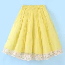 Babyhug Sleeveless Embroidered Net Choli Lehenga and Dupatta - Yellow image 4