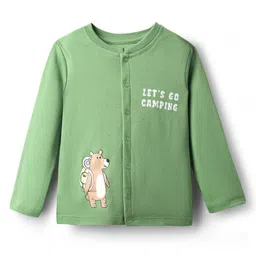 Babyoye 100% Cotton Knit Eco Jiva Finish Full Sleeves Vests With Animal Print - Brown Beige & Light Green image 4