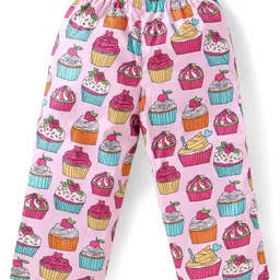 Babyhug Cotton Knit Half Sleeves Front Open Night Suit with Ice Cream Print - Pink image 5