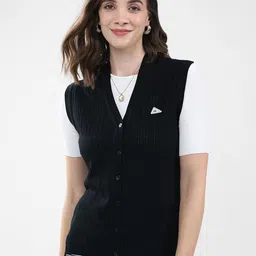 Monte Carlo Women Cable Knit V-Neck Ribbed Cardigan Sweater-image-84