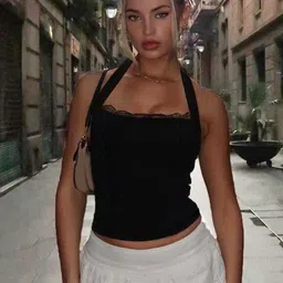 Outzidr Halter Neck Lace-Up Fitted Crop Top-picture-16