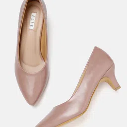 ELLE Mauve Solid Kitten Pumps image 5