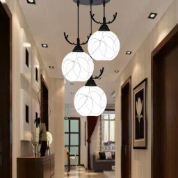 avior Round Black & White (E- 27/ 12 Watt) Metal & Glass Cluster Hanging Light-picture-25