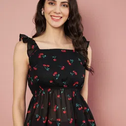 Slenor Women Square Neck Georgette Peplum Top-image-26