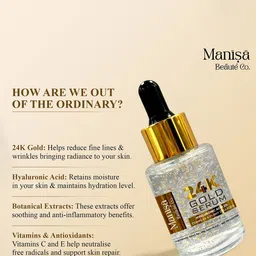 Manisa Beaute Co. 24K Gold Serum With 2% Hyaluronic Acid & Plant Collagen - 30 ml image 5