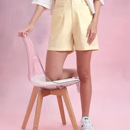 DressBerry Women High-Rise Pure Cotton Shorts-image-82