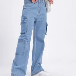 glitchez Women Mid-Rise Cargo-Style Relaxed Fit Jeans-picture-26