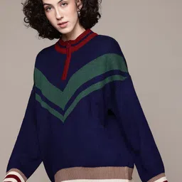 The Roadster Lifestyle Co. Women Self Design Acrylic Pullover image 2