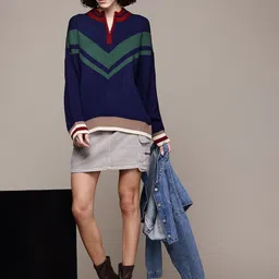 The Roadster Lifestyle Co. Women Self Design Acrylic Pullover image 4