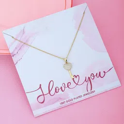 Carlton London Women 18K Gold-Plated Pendant With Chain with Gift Card image 1