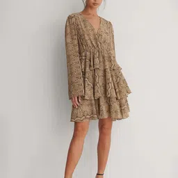 Roadster The Lifestyle Co. Solid Printed A-Line Above Knee-Length Dress image 1