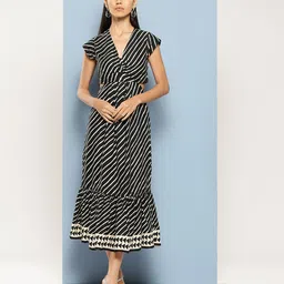 Chemistry Striped Cut-Out Detail Tiered Midi Dress-image-28