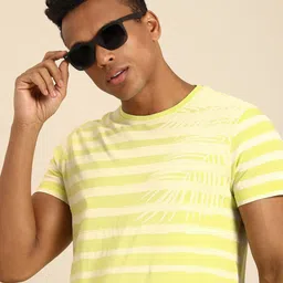 Being Human Men Lime Green & Off White Striped Pure Cotton T-shirt-picture-37