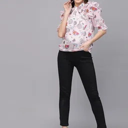VALBONE Tie-Up Neck Printed Ruffles Top image 3