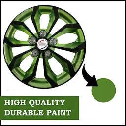 Auto Pearl GRrev31_R 355.6 mm(14 Inch) Press Type Wheel Hubcap with Retention Ring Glossy Black Green Wheel Cover for MAHINDRA KUV10014 cm image 1