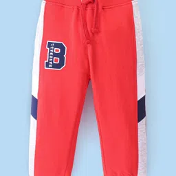 Babyhug Cotton Looper Knit Full Length Lounge Pant Text Printed - Red-picture-27