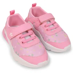 Cute Walk by Babyhug Velcro Closure Sneaker Shoes With Star Print - Pink-picture-12