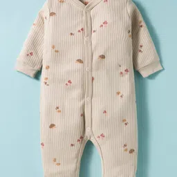 I Bears Interlock Knit Full Sleeves Romper With Animal Print - Beige-picture-12