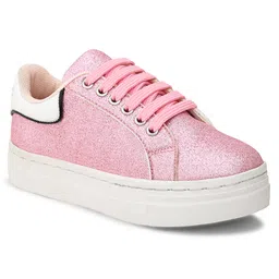 Stefens Abstract Design & Shimmered Lace Ups Sneakers - Pink image 3