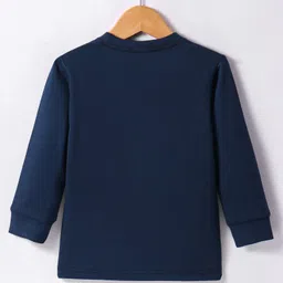 Rikidoos Full Sleeves Typography Printed Tee - Navy Blue image 2