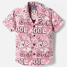 Dapper Dudes Half Sleeves Typography Printed Shirt With Attached Tee - Pink image 2