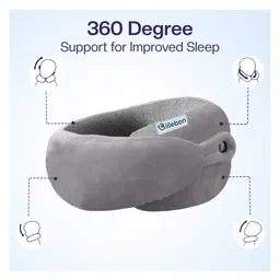 Billebon Cool Gel Memory Foam Travel Neck Pillow with Magnetic Fabric , Washable Cover - Grey Combo image 2