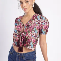 fusion by glitchez Floral Printed Crop Top-picture-21
