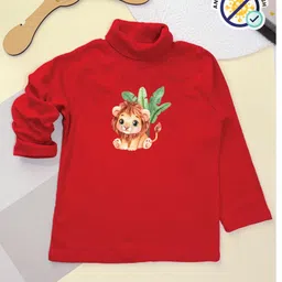 COCOON ORGANICS Cotton Rib Pack Of 3 Full Sleeves Animals Printed Anti Microbial Tees - Yellow Red & Sky Blue image 5