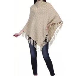 eKools Unisex Cable Knit Woollen Poncho with Fringed Detail-picture-21