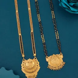 Bhanu diam Gold-Plated & Black Brass Mangalsutra-picture-30
