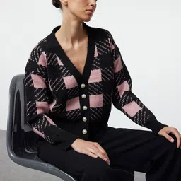 Trendyol Women Checked Longline Pullover-picture-32