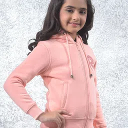 Crimsoune Club Girls Solid Hooded Front-Open Sweatshirt image 2