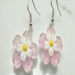 SAPRAA TRENDS Silver-Plated Plastic Floral Drop Earrings-picture-19