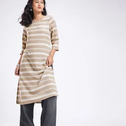 Anouk Rustic Striped Straight Kurta image 3