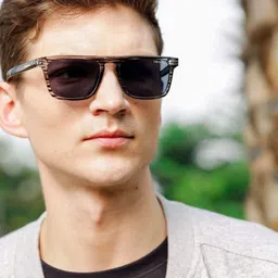 RESIST EYEWEAR Unisex Square Sunglasses with UV Protected Lens CALEB GREY BLACK image 2