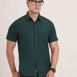 Greenfibre Men Regular Fit Spread Collar Solid Cotton Casual Shirt-picture-10