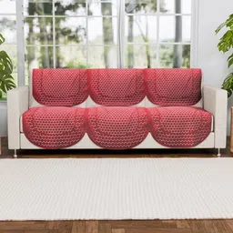 Aura Maroon Cotton Sofa Cover-image-75