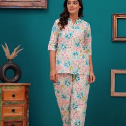 FEMARY Women Floral Printed Regular Pure Cotton Kurti with Trousers-picture-14