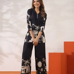 JISORA Women's Black Russian Silk Co-Ord Set image 3